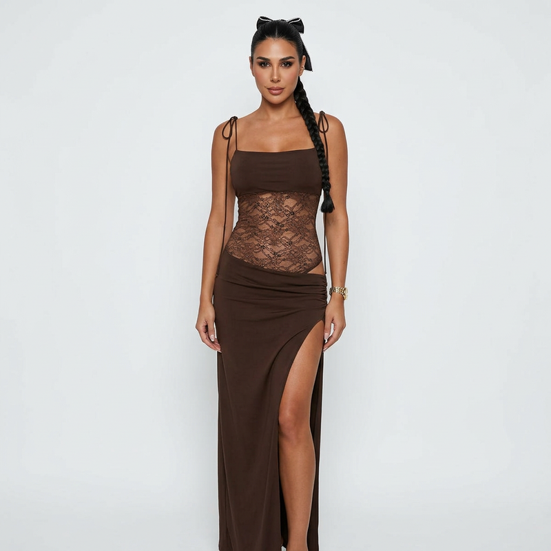 Robe maxi pour femmes Ella | Découpes en dentelle, fête d'été