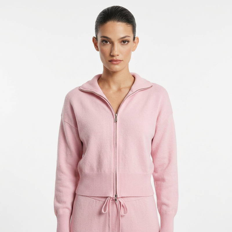 Demi Women's Zip-Up Knit Cardigan | Full-Length Zipper, Ribbed Hem Cuffs