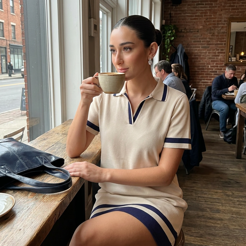 Robe Droite Femme Una | Maille Luxe, Bordure Contrastée