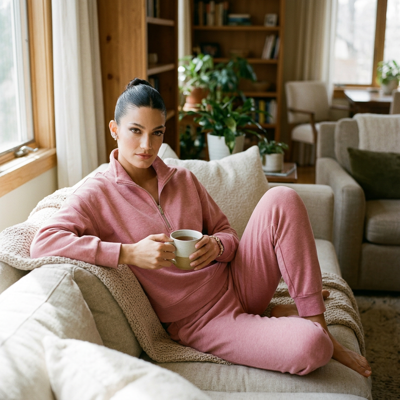 Ensemble jogger scuba femme Zia | Pull demi-zip, maille premium