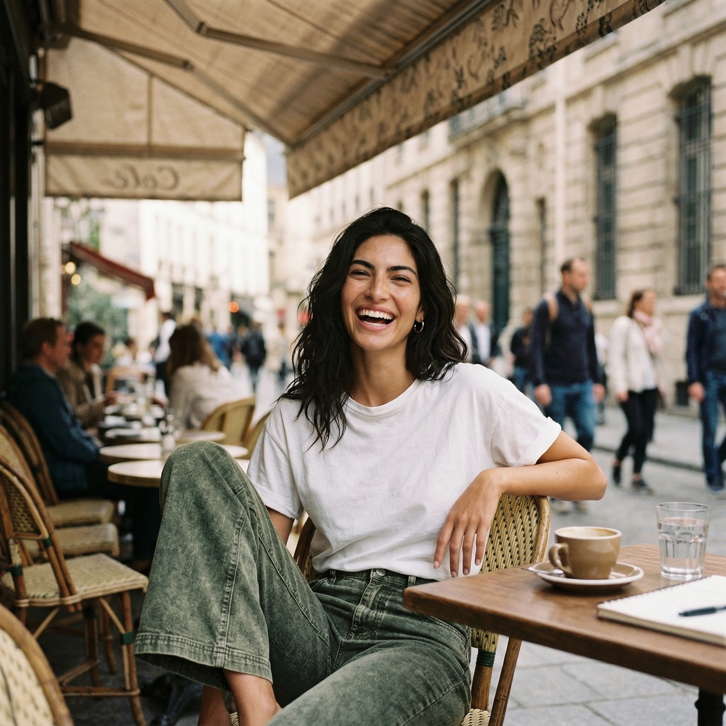 Jean Large Taille Haute en Velours Côtelé pour Femme Raina | Mélange de Coton Texturé, Grandes Tailles