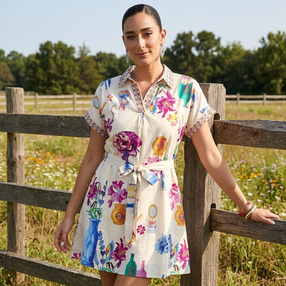 Robe Mini Femme Ulani | Imprimé Floral, Mélange de Rayonne