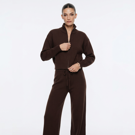 Cárdigan de punto con cremallera para mujer Demi | Cremallera de longitud completa, puños de dobladillo acanalado