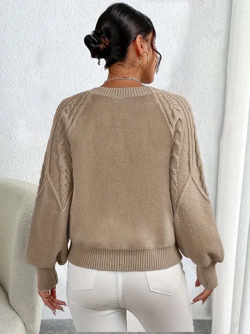 Beatrix Women's Cable Knit Sweater - fabric and finish detail