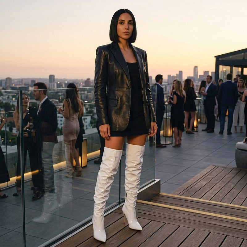 Botas Negras Altas para Mujeres Eilyken | Cuero Charol, Tacones Altos