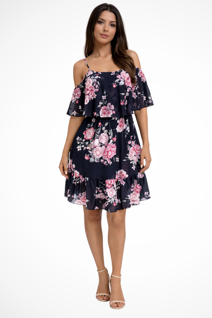 Talia Women's Floral Dress - fabric and finish detail