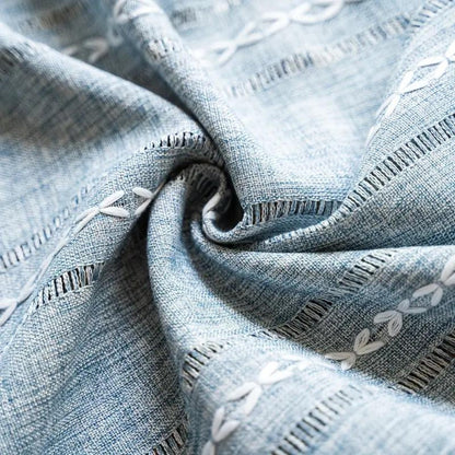 Boho Cotton Linen Kitchen Curtains | Jacquard Stripe, Valance