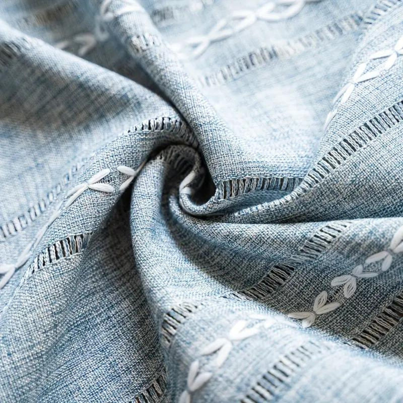 Boho Cotton Linen Kitchen Curtains | Jacquard Stripe, Valance