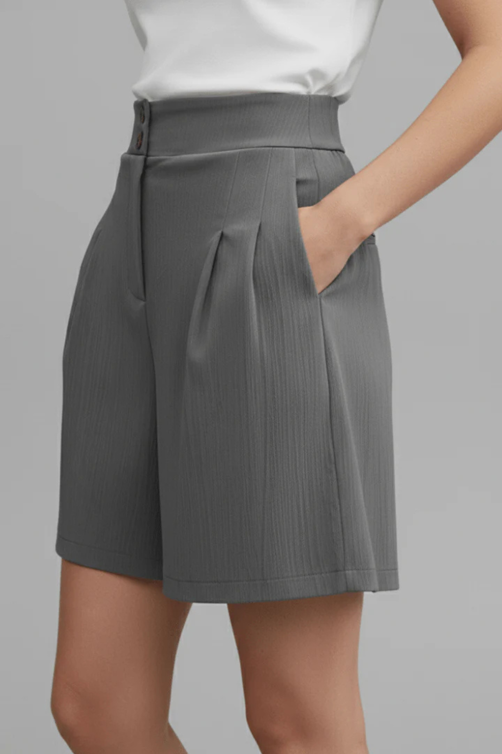 Greta Women's Pleated Shorts - full-length view