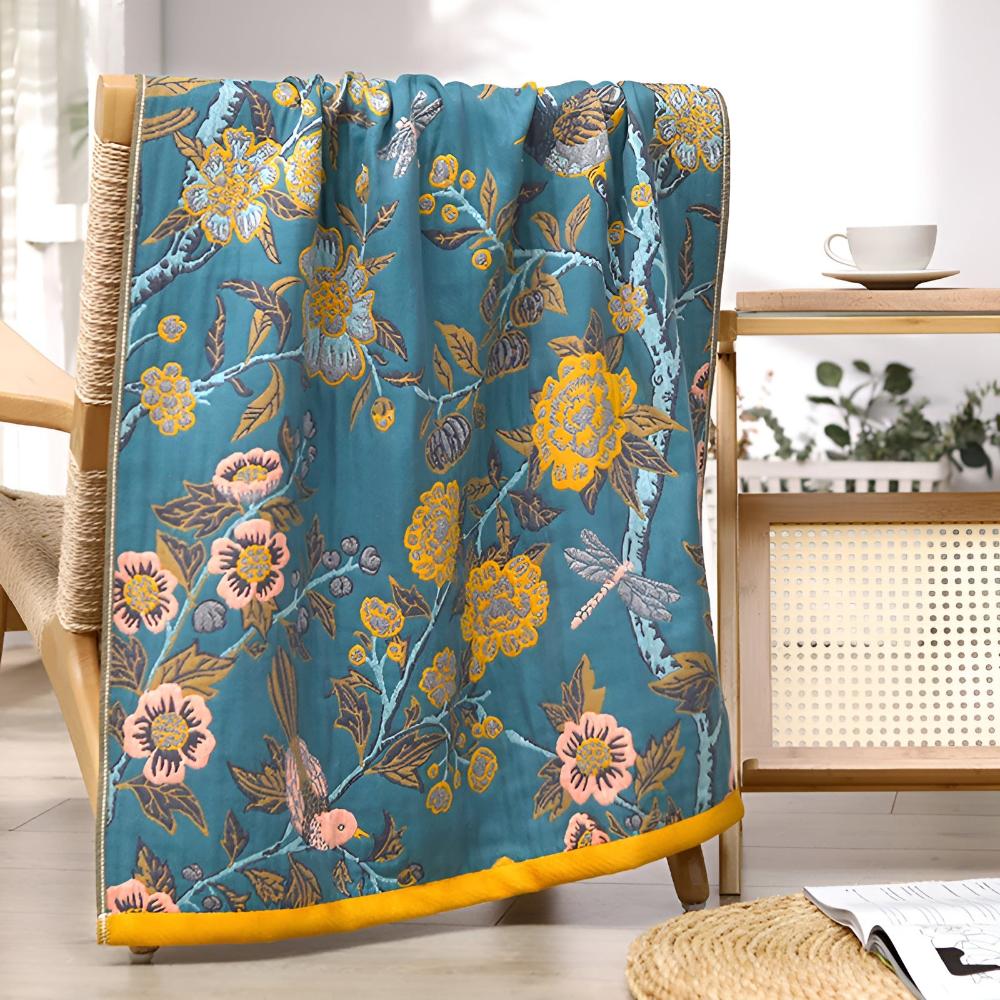 Reversible Cotton Bath Towel | Hibiscus Print