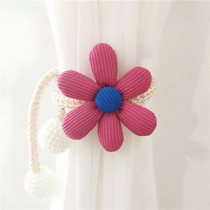 Whimsical Flower Curtain Tie Backs | Pearl Buckle, Embroidered