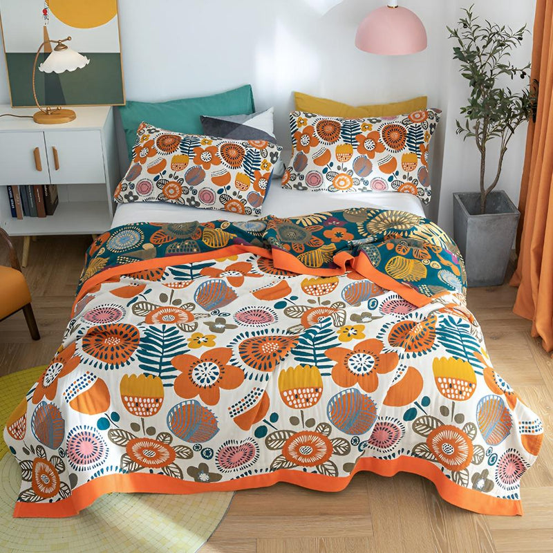 Quarry Boho Cartoon Flower Blanket | Boho Style, Year-Round