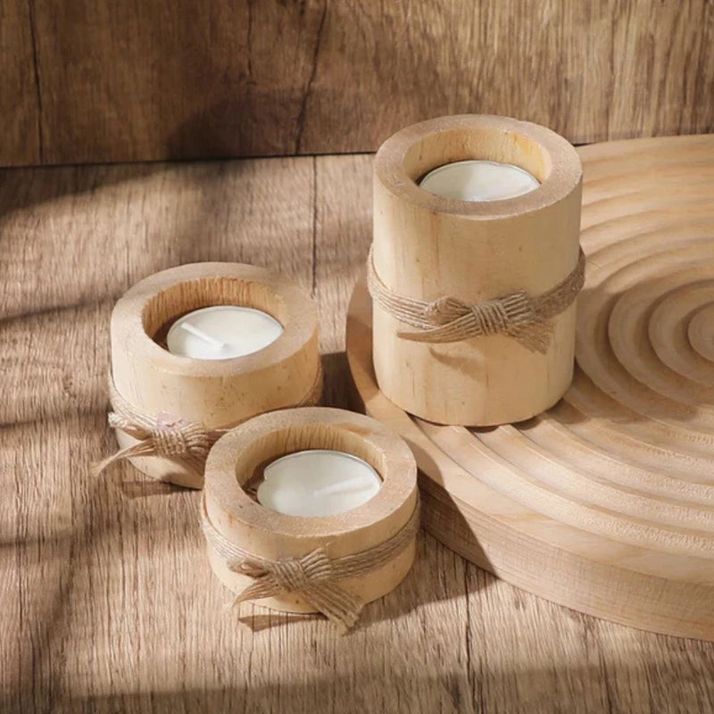 Handcrafted Bamboo Candle Holders | Set of 3