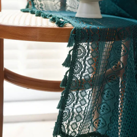 Lumine Crochet Tassel Curtain | Floral Lace, Semi-Sheer