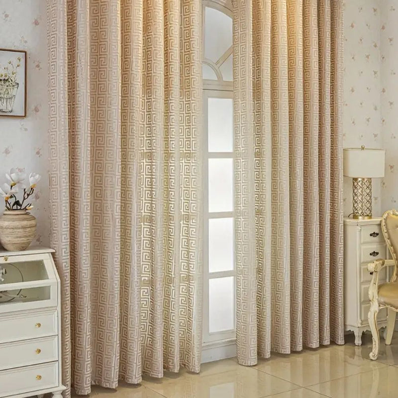 Imperial Maze Embroidered Curtain | Velvet-Touch, Light-Filtering