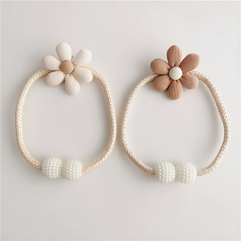 Whimsical Flower Curtain Tie Backs | Pearl Buckle, Embroidered