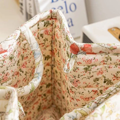 Delicate Floral Canvas Storage Basket | Sturdy, Machine Washable