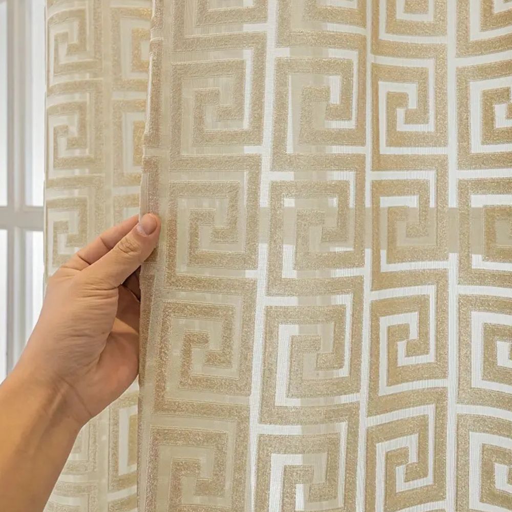 Imperial Maze Embroidered Curtain | Velvet-Touch, Light-Filtering