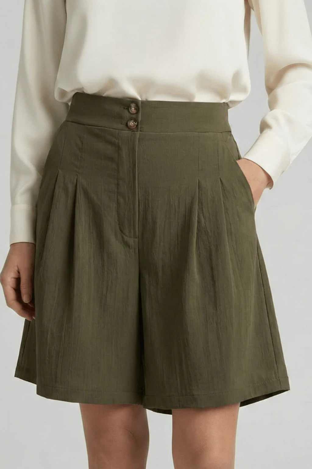Elise Women's Pleated Shorts - styled view
