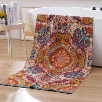 Cotton Bath Towel | Boho Geometric Floral