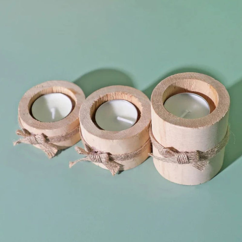 Handcrafted Bamboo Candle Holders | Set of 3