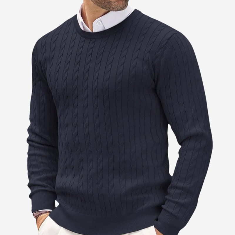 Marlow Men's Cable Knit Sweater | Crew Neck