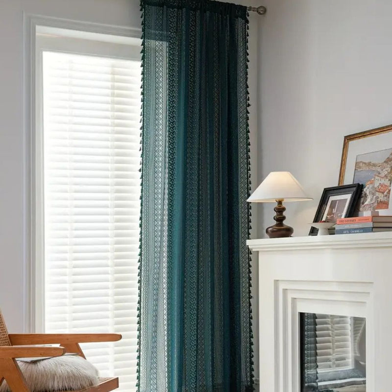 Lumine Crochet Tassel Curtain | Floral Lace, Semi-Sheer