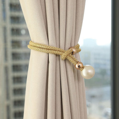 Lustrous Pearl Curtain Tie Backs | Faux Pearl, Adjustable 2-Pack