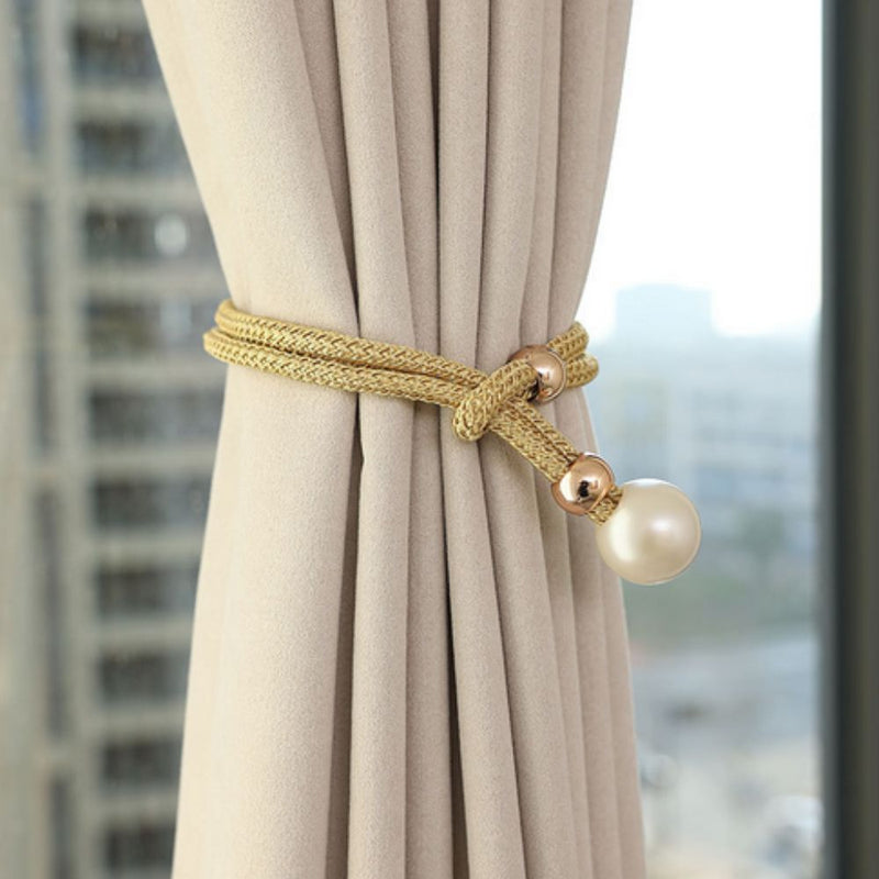 Lustrous Pearl Curtain Tie Backs | Faux Pearl, Adjustable 2-Pack