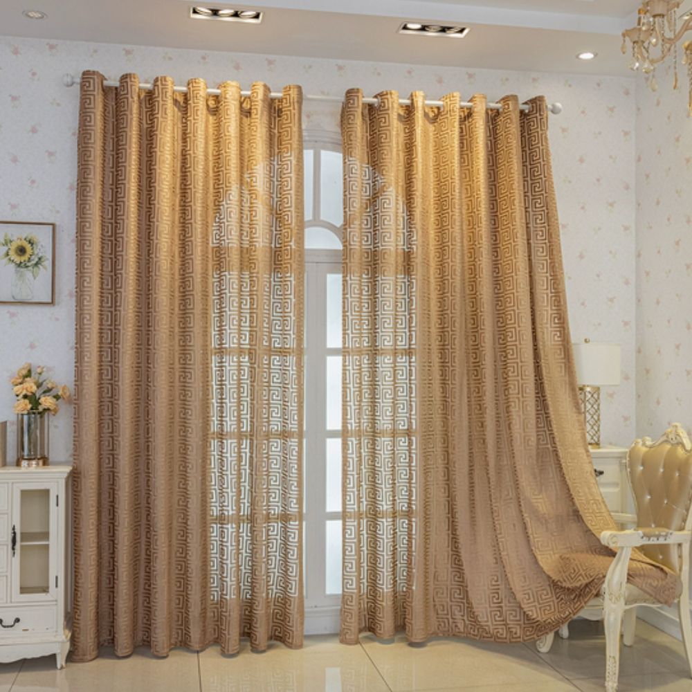 Imperial Maze Embroidered Curtain | Velvet-Touch, Light-Filtering