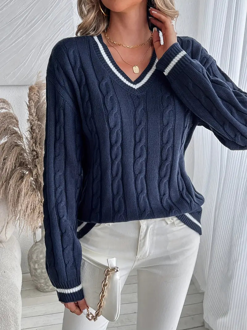 Ruby Women's Cable Knit Sweater - back view