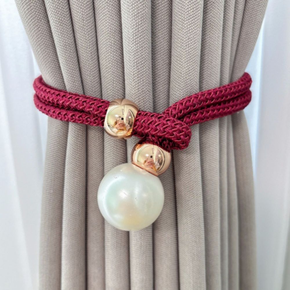 Lustrous Pearl Curtain Tie Backs | Faux Pearl, Adjustable 2-Pack