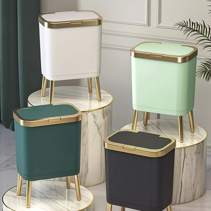 15L Odour-Sealing Trash Can with Elevated Legs – Modern Waste Bin for Kitchen and Bathroom 2
