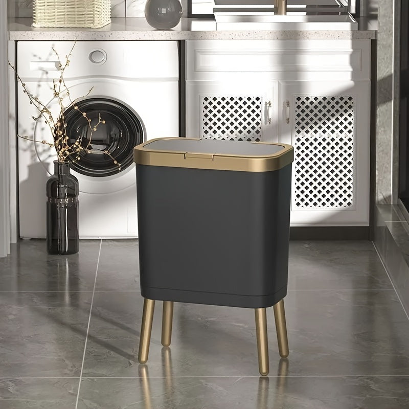 15L Odour-Sealing Trash Can with Elevated Legs – Modern Waste Bin for Kitchen and Bathroom 3