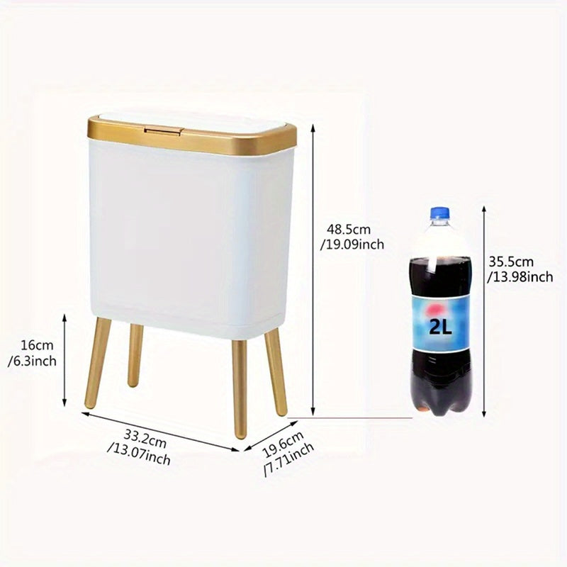 15L Odour-Sealing Trash Can with Elevated Legs – Modern Waste Bin for Kitchen and Bathroom 4