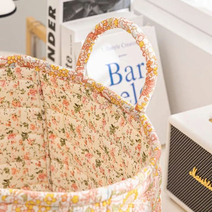Delicate Floral Canvas Storage Basket | Sturdy, Machine Washable