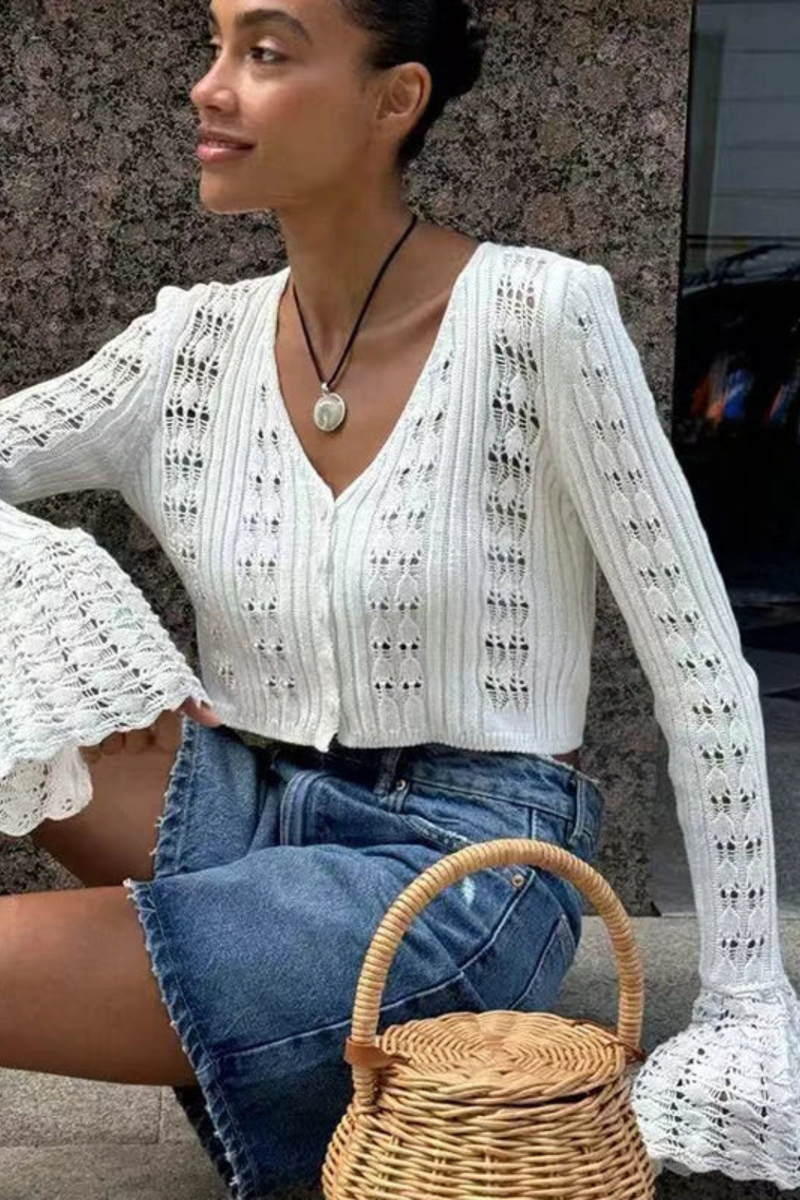 Greta Women's Crochet Cardigan - shown in use