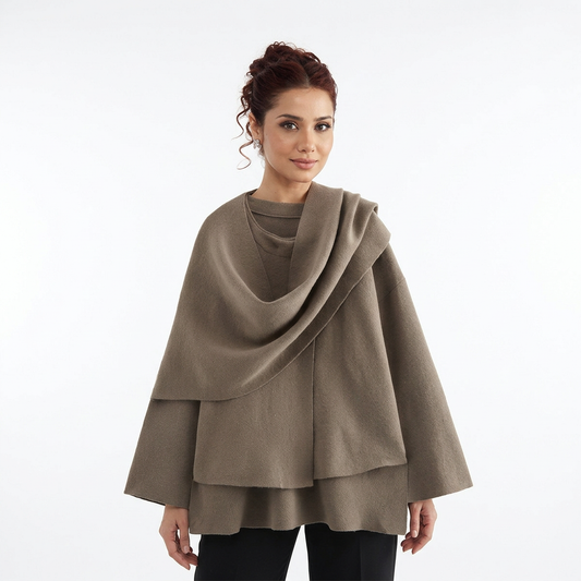 Abrigo Capa para Mujer Ava | Tejido de Punto Cálido, Cuello de Bufanda Elegante