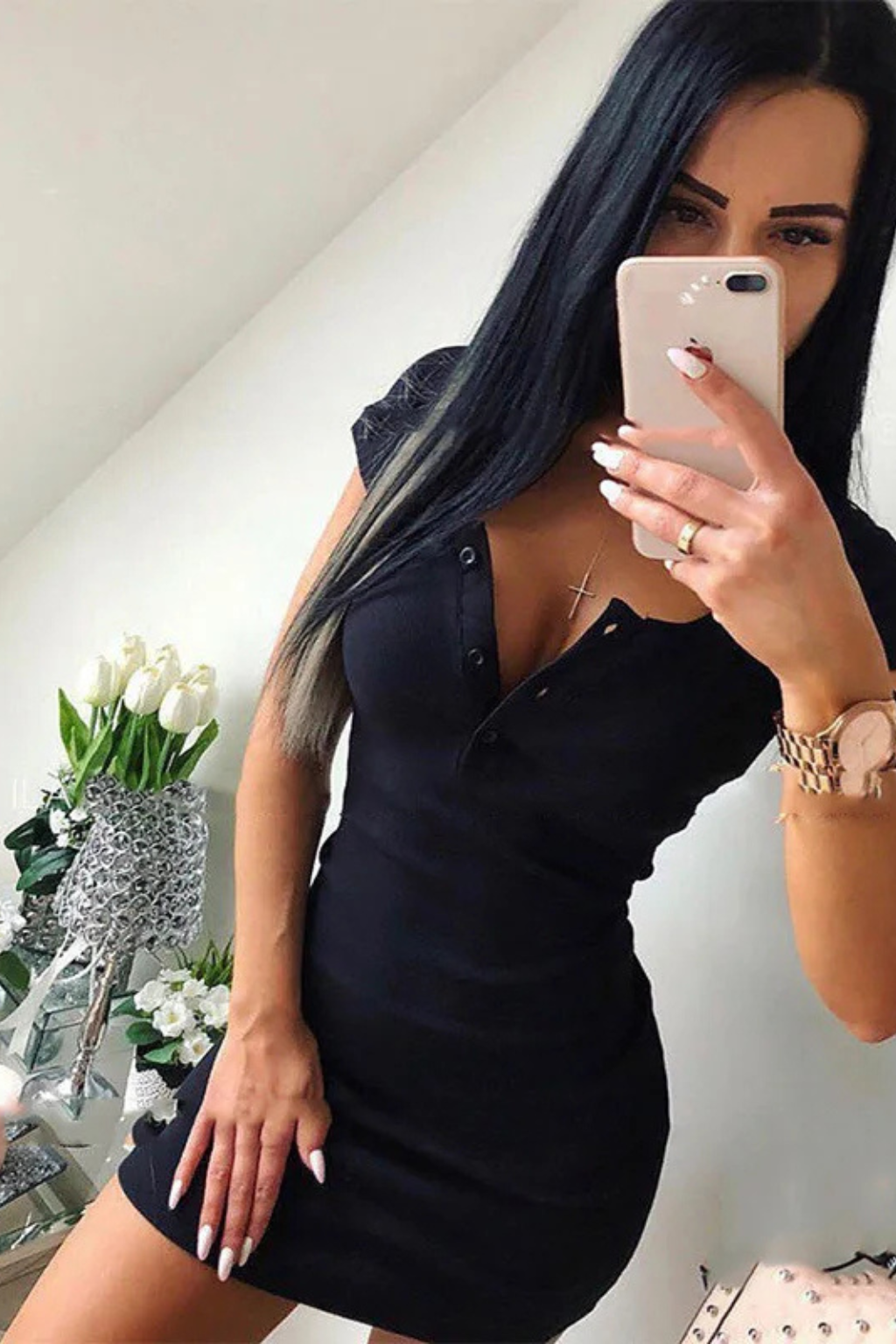 Anouk Women's Ribbed Knit Mini Dress - shown in use