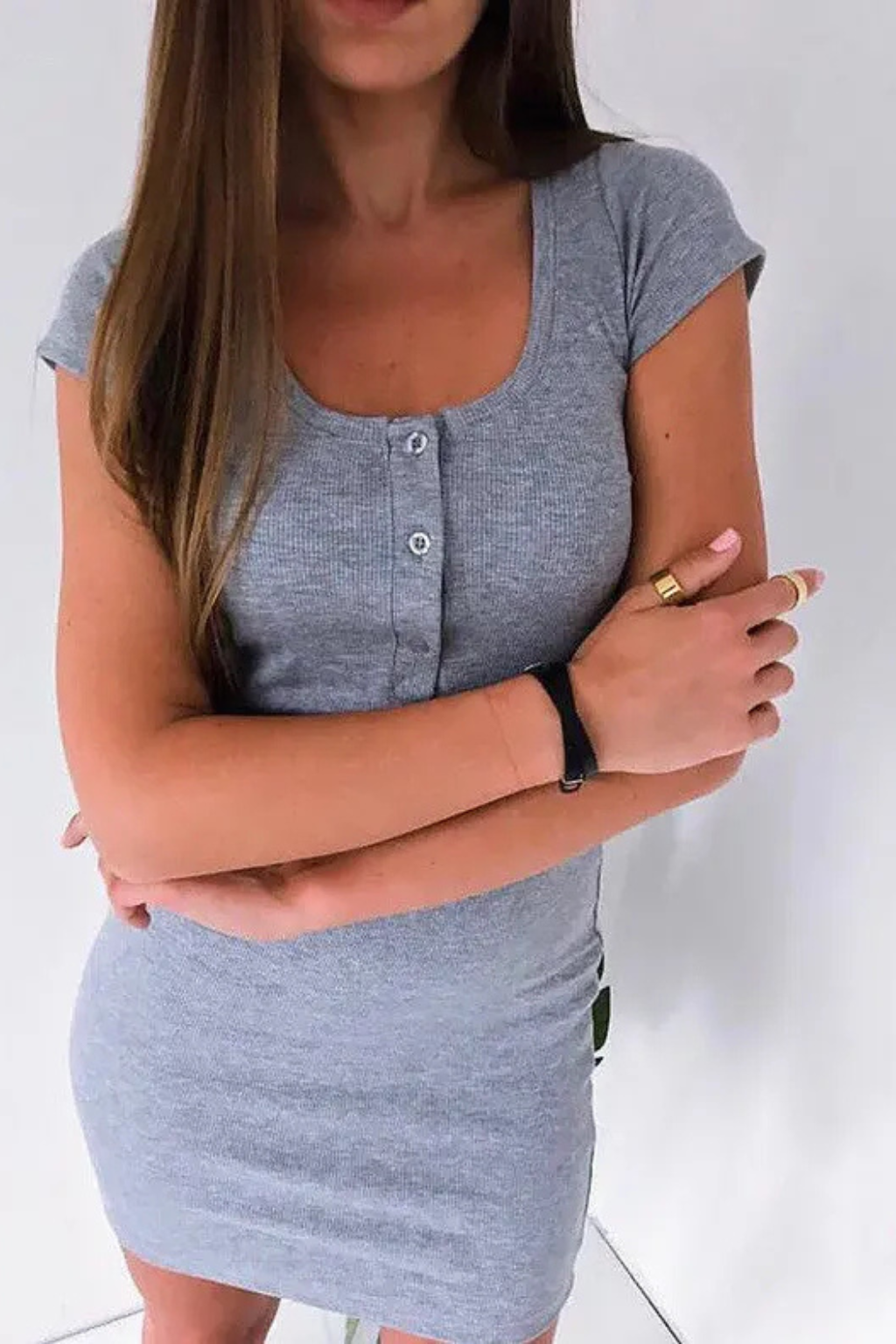 Anouk Women's Ribbed Knit Mini Dress - styled view