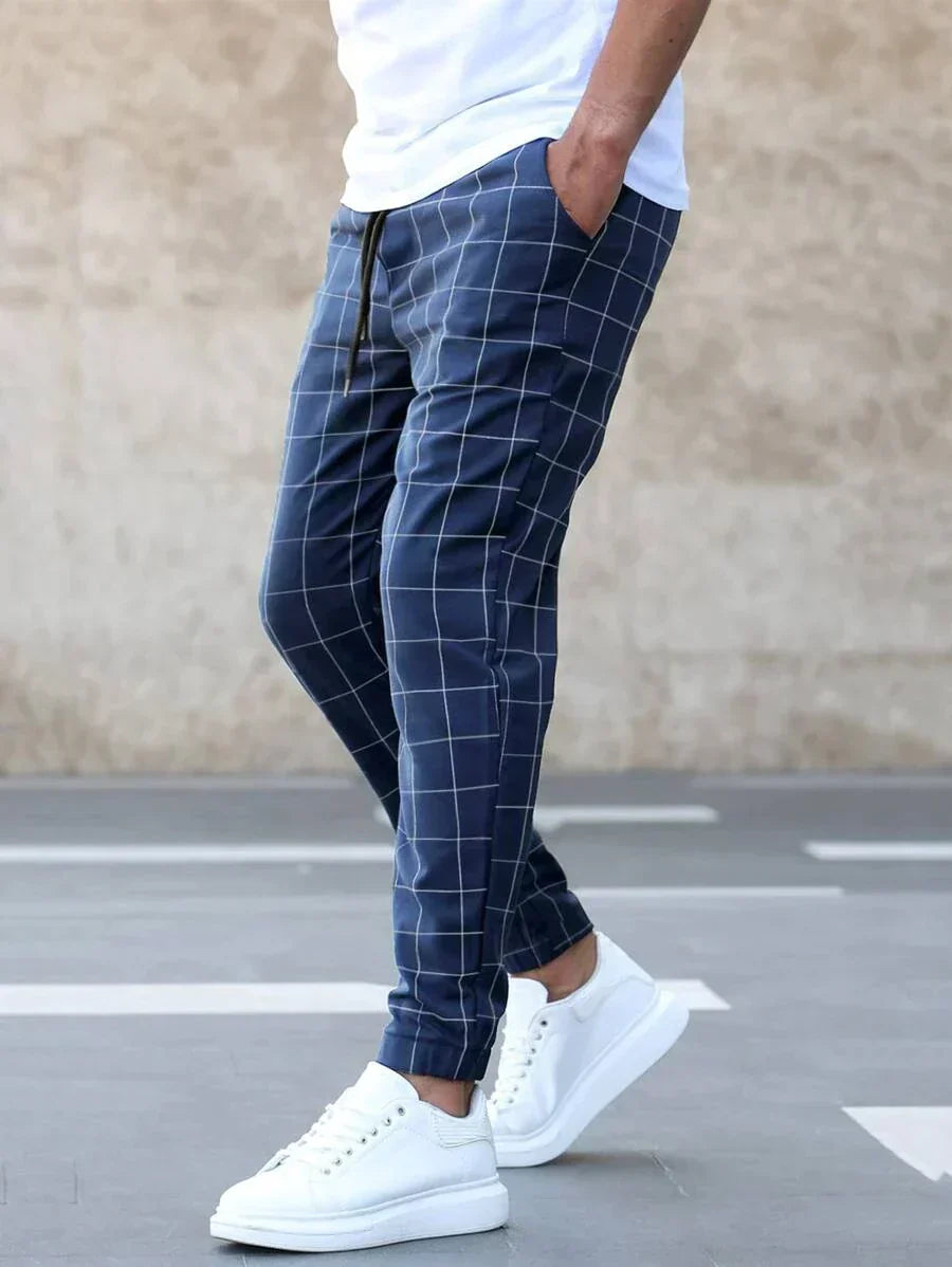 Ezra Men's Plaid Fit Pant - styled view