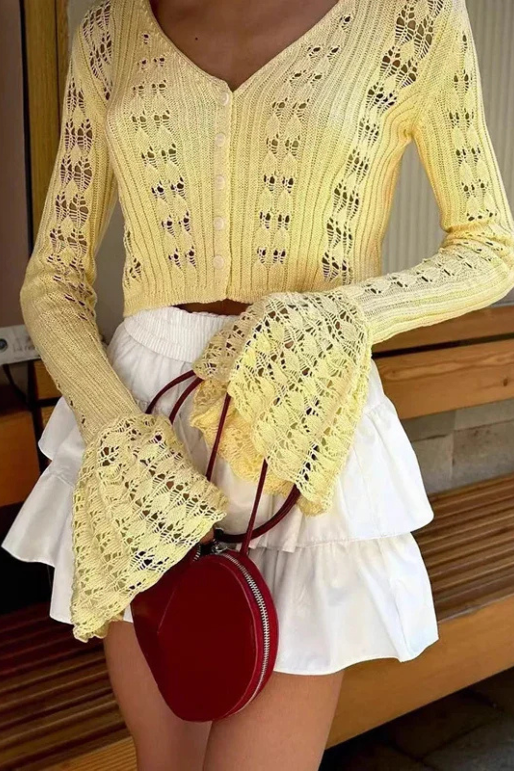 Greta Women's Crochet Cardigan - back view