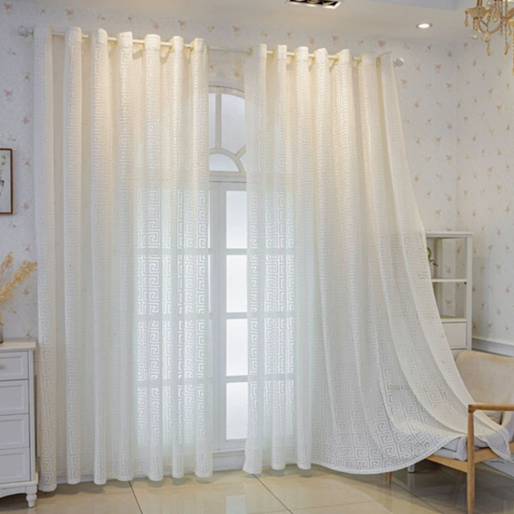Imperial Maze Embroidered Curtain | Velvet-Touch, Light-Filtering