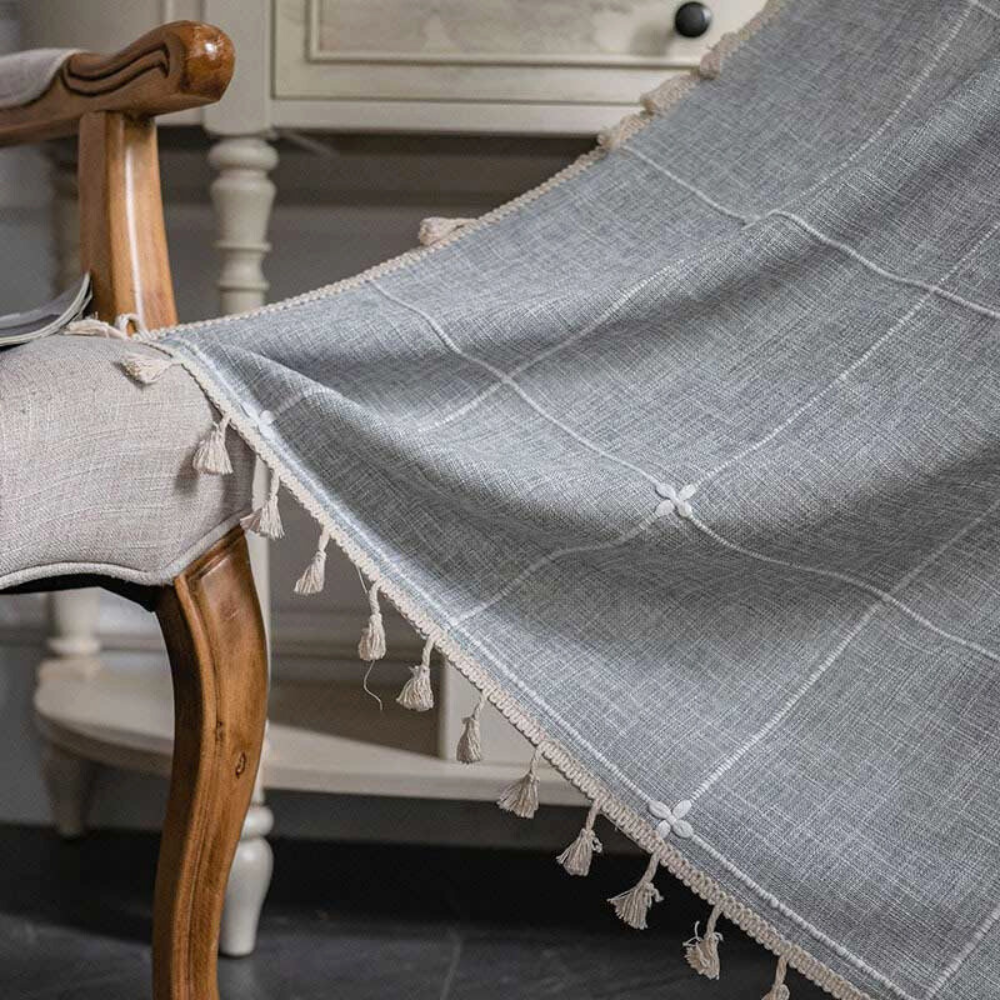 Tassel Plaid Semi-Blackout Drapes | Cotton Blend, Anti-Static