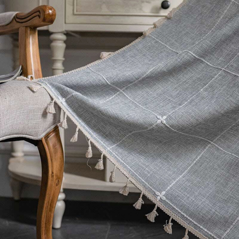 Tassel Plaid Semi-Blackout Drapes | Cotton Blend, Anti-Static