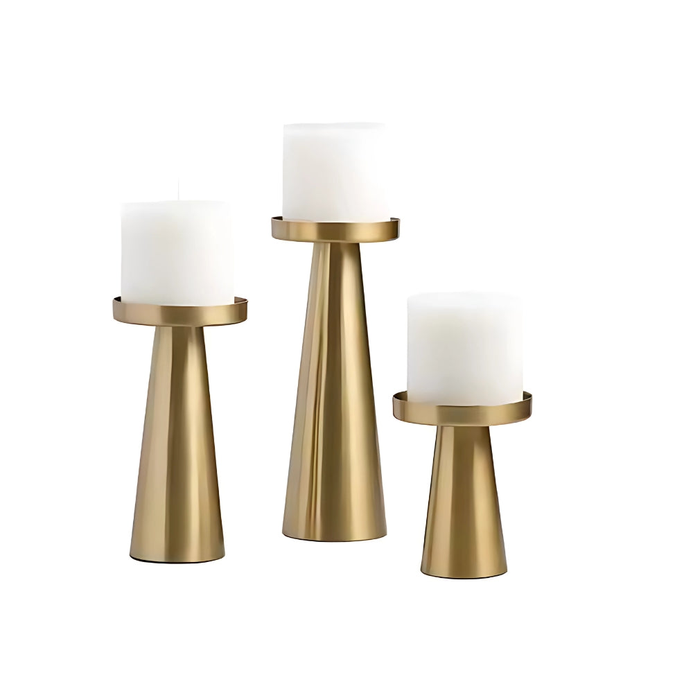 Artisan Brass Candle Holders | Set of 3