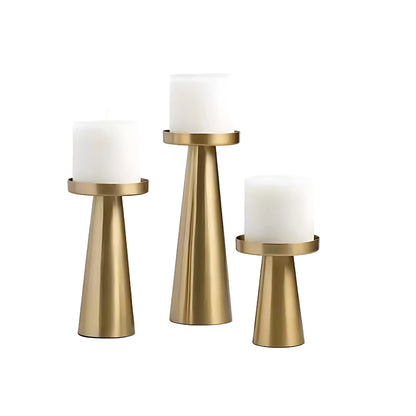 Artisan Brass Candle Holders | Set of 3
