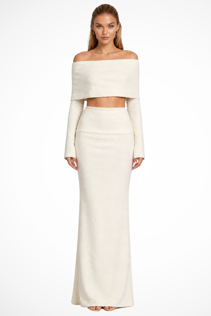Dahlia Women's Skirt | Knit, Off Shoulder, Maxi
