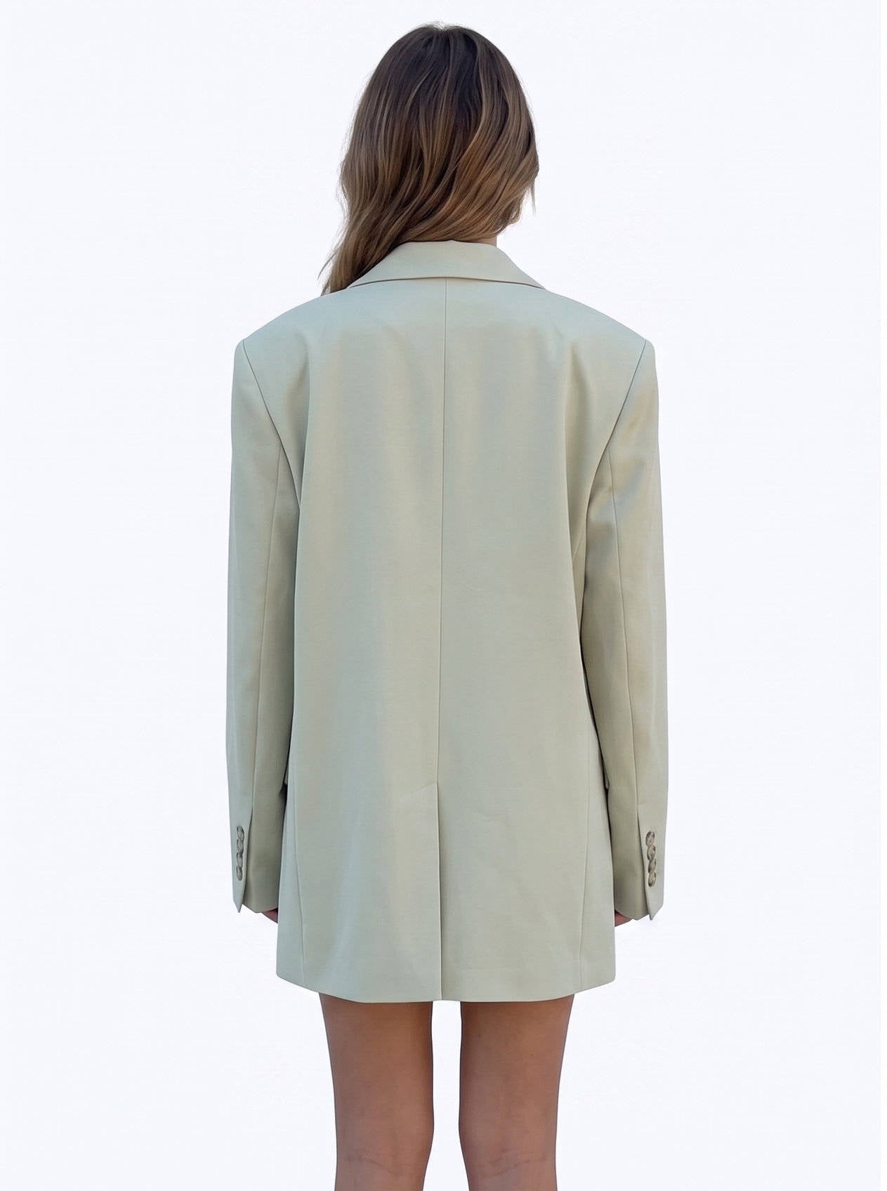 Perla Women's Oversized Blazer - fabric and finish detail