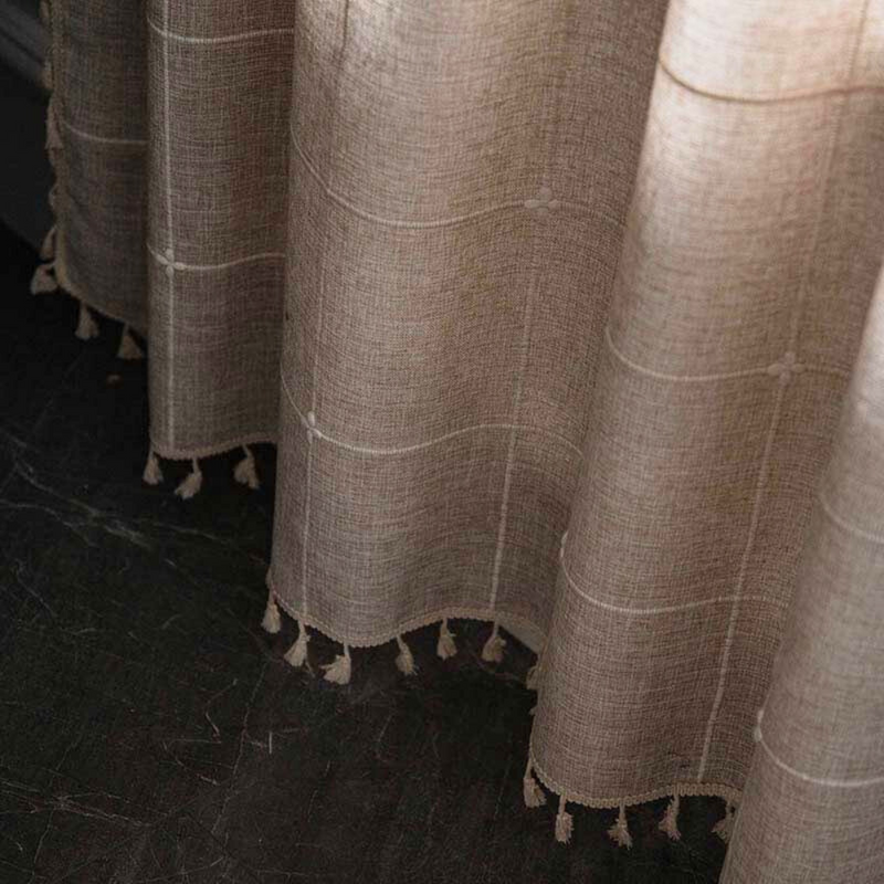 Tassel Plaid Semi-Blackout Drapes | Cotton Blend, Anti-Static